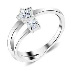Star and Round CZ Silver Ring NSR-823